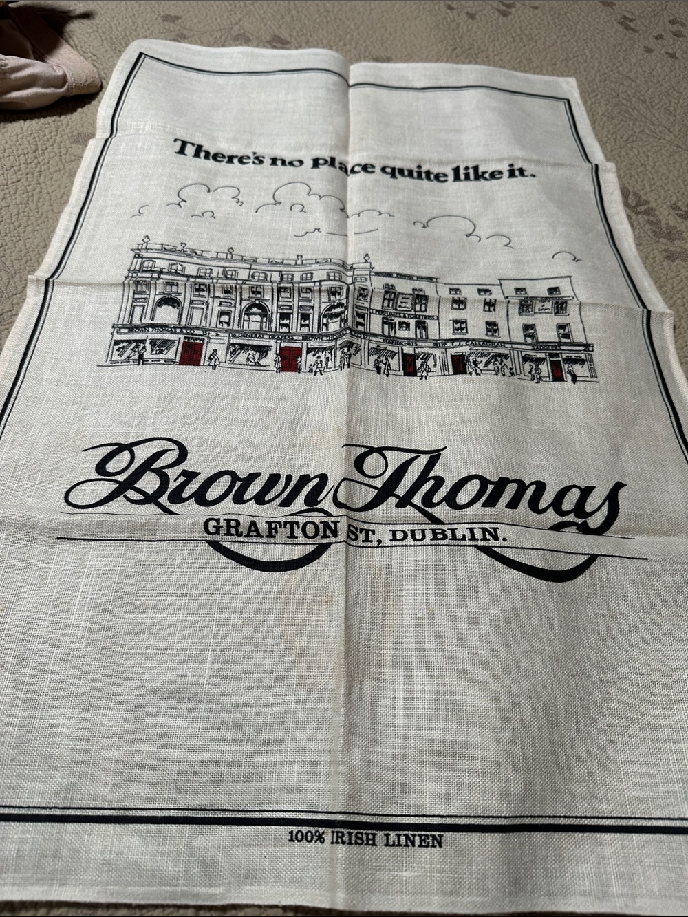 Grafton St. Dublin White Linen Tea Towel